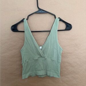 Nikibiki Light Green V-Neck Crop Top